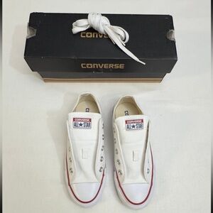 Converse White and Red Slip-On Shoes